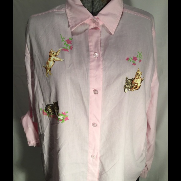 Vintage Playful Kitty Blouse - Picture 2 of 3