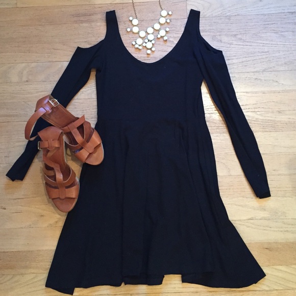 Sparkle & Fade Dresses & Skirts - Cutout black long sleeve fit and flare dress
