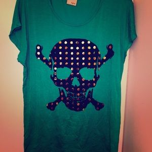 Daytrip T-Shirt with Skull and Bling, Size XL