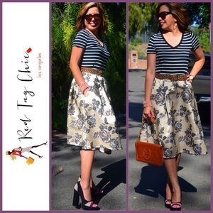 Elegant Black & White Midi Skirt