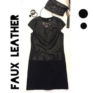 Vince Camuto faux leather and knit short dress