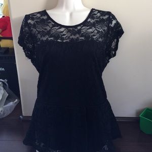 Black lace peplum top