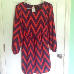 Navy and Red Chevron Shift Dress