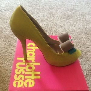 Charlotte Russe Velvet Peep Toe Pump with Bow