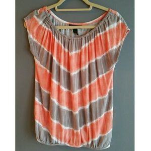 Coral and grey tie dye soft blouse