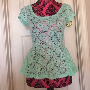 Teal lace shirt