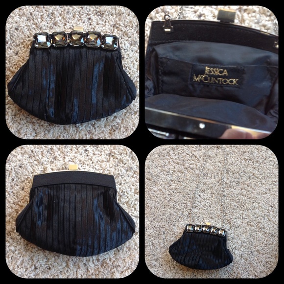 Jeweled black satin dress purse.