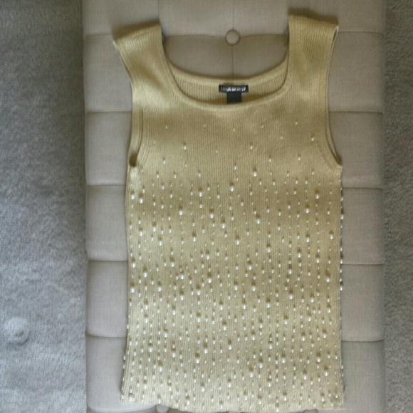 Gold Sparkles & Pearls Sleeveless top