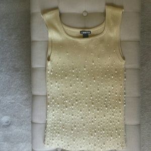 Gold Sparkles & Pearls Sleeveless top