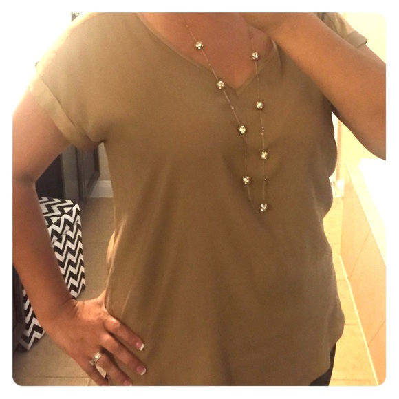 Express Silky V-neck blouse - mocha