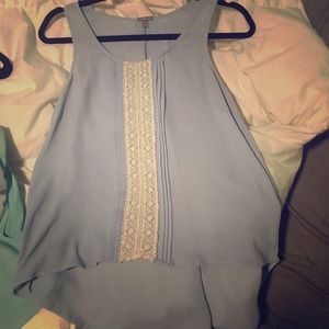 Light blue with thick lace strip top
