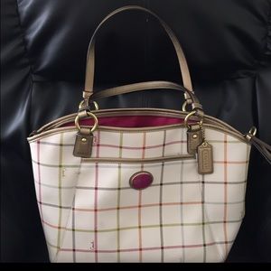Coach tattersall tote bag