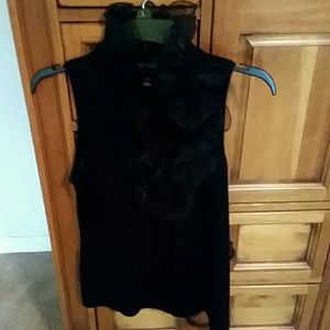 Black ruffle knit top White House Black Market