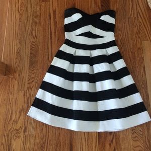 Express black and white strapless dress