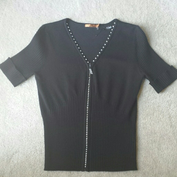 Black Knit, v-neck Sweater top, jacket combo