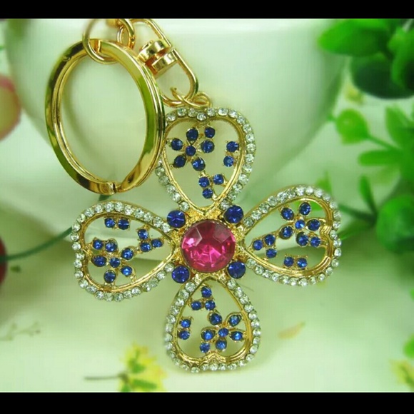 SOLD Flower Rhinestone Charm Bag Chain