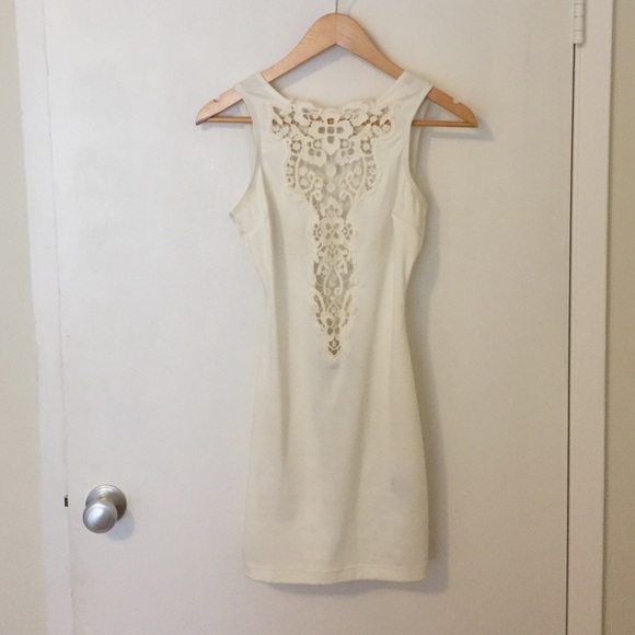 White Lace Backless Dress