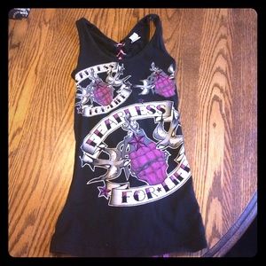 Fearless for life tank, with ribbon tie up back