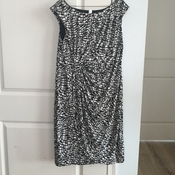 Black and white faux wrap dress. RESERVED