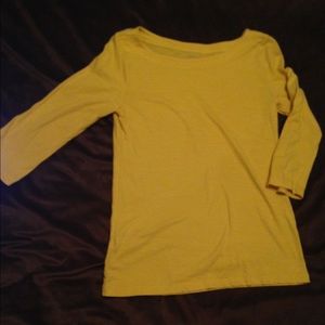 LOFT 1/4 sleeve light mustard green shirt