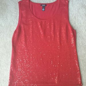 Alfani red Sequined Cotton top