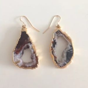 Heather Gardner Gold Geode Slice Earrings. NWOT