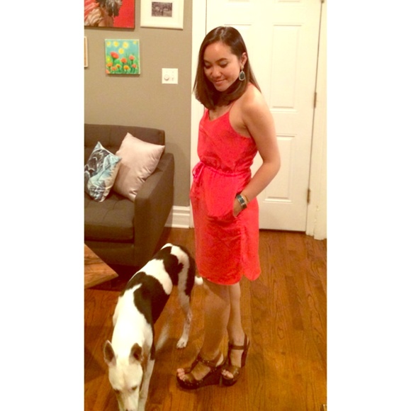 Madewell Coral 100% Silk Dress