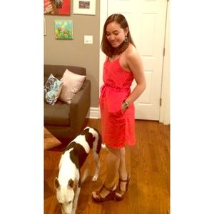 Madewell Coral 100% Silk Dress