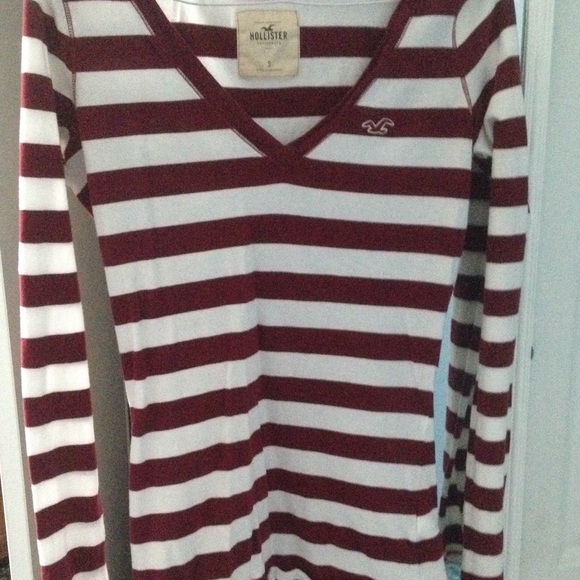 Burgundy and white striped long sleeve