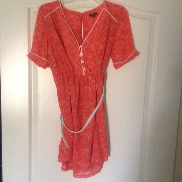 Jarlo orange color belted dress