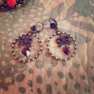 Betsey Johnson Bedazzled dangle earrings