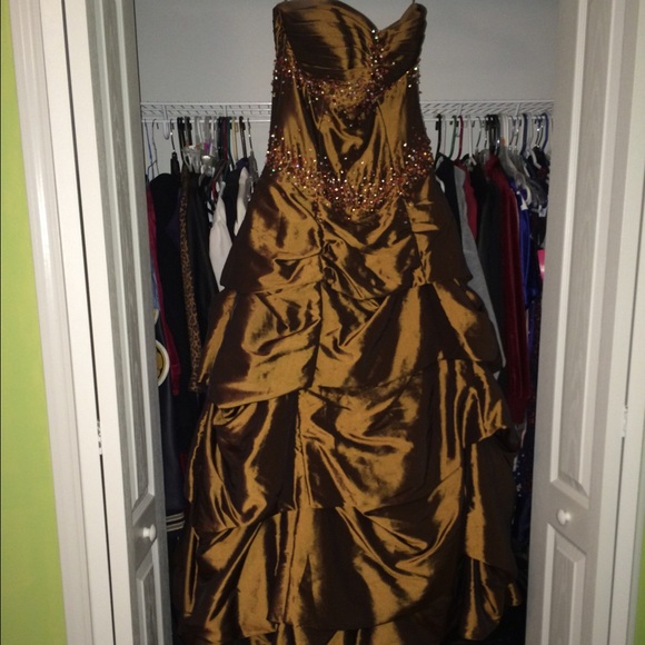 Bronze bohemian type prom dress