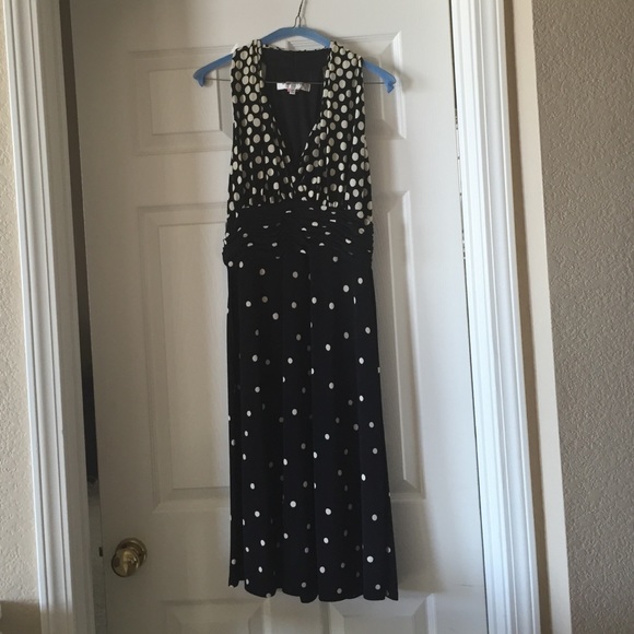 Black and cream polka dot dress