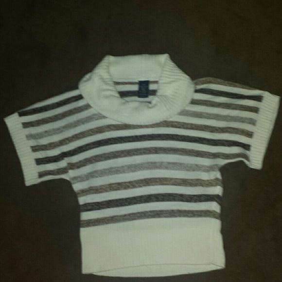 Faded glory ivory and brown striped sweater size s