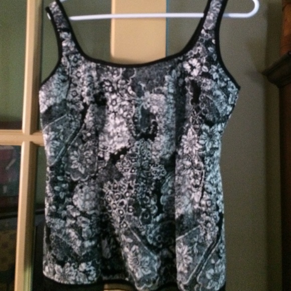 Black and white lace tank