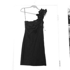 One shoulder black cocktail dress