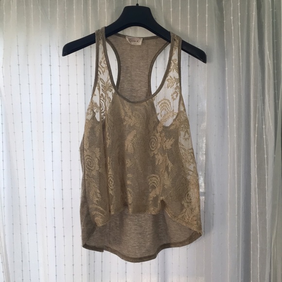 Gold Lace Racerback Tank Top - Picture 2 of 2