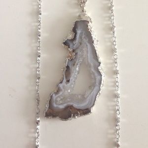 Heather Gardner Silver Geode Slice Necklace.NWOT