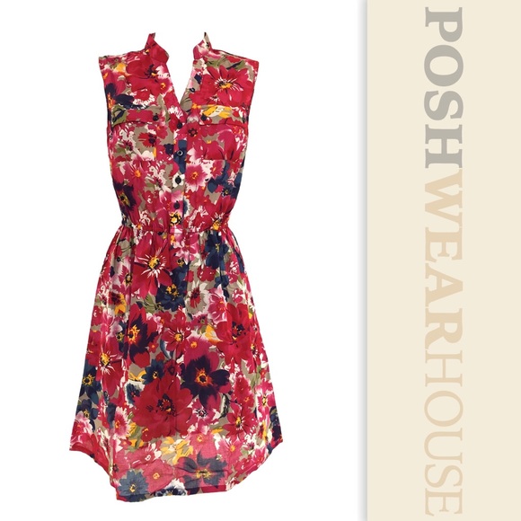 Dresses & Skirts - Pink Floral Button-Down Summer Dress