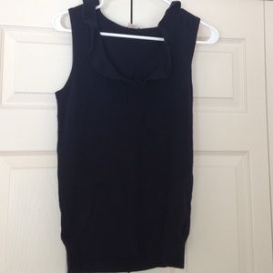 Navy cashmere ruffle neck