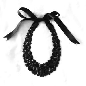 Black Statement Studded Necklace in Ebony