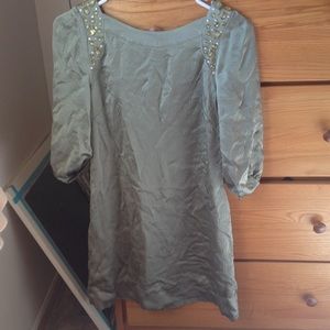 Green silk embellished BCBG minidress