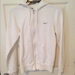 Nike white zip up hoodie