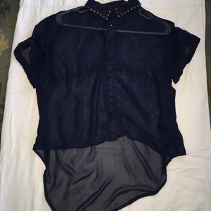 Traded// Navy sheer shirt
