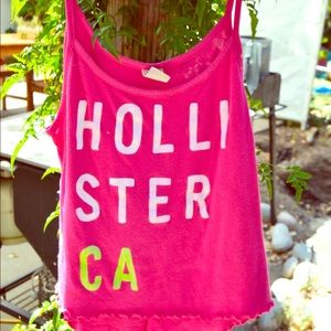 Hollister pink, white, and green tank