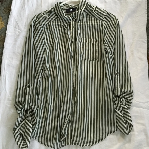 Sheer striped button up