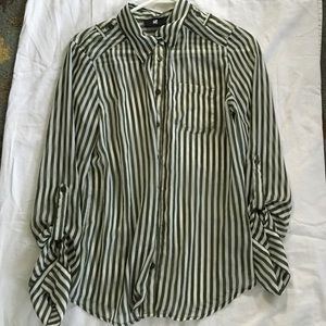 Sheer striped button up