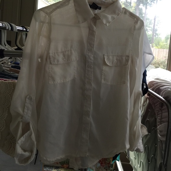 Cream sheer top button up