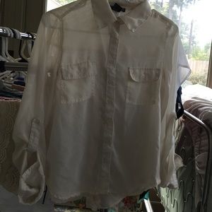Cream sheer top button up