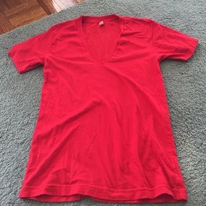 Red American Apparel, Deep V-neck Tshirt